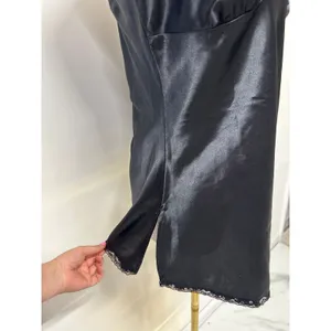 Y2K Xhilaration Black‎ Satin Lace Beaded Slip Babydoll Cami Fairy Coquette M thumbnail 3