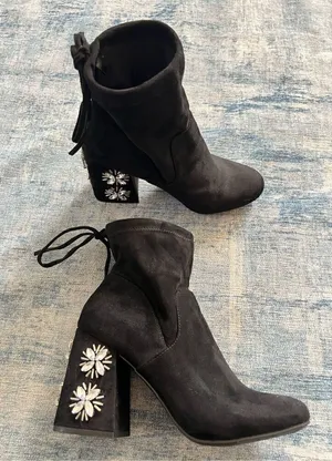 a new day Black Rhinestone Maria Ankle Boots Size 9 thumbnail 1