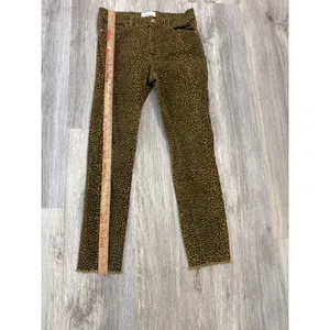 Current/Elliott Leopard Print High Rise Skinny Jeans‎ Raw Hem Size 27 Mustard thumbnail 5
