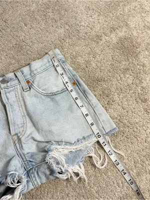 Levi’s Women’s 501 Original High Rise Jean Shorts Button Fly Raw Hem 24 thumbnail 9