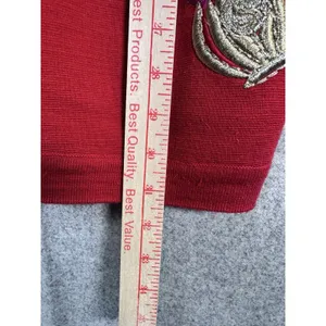 Suzelle Womens‎ Cardigan Large Sweater Red Embroidered Cosmetics Button 90s thumbnail 15