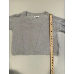 Somedays Lovin Sweater XS Grey Fuzzy Cropped Minimal Dopamine Travel Vacation thumbnail 5