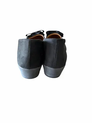 Women's Black Wedge Heeled Bow Accent Slip On Shoe Size 40 aka 9 #260322 thumbnail 7