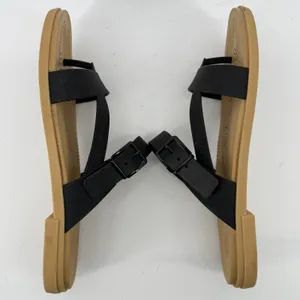 Crocs Tulum Toe Post Sandal Black Tan Women 11 Strappy Slip On Flip Flop Buckle thumbnail 7