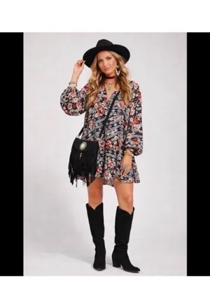 Show Me Your Mumu Boho Floral Mini Dress thumbnail 3