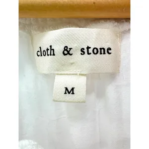 Cloth & Stone White Short Sleeve Ruffle Tie Neck Mini Dress Size M Rayon Linen‎ thumbnail 5