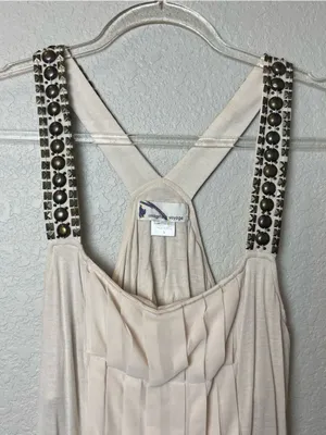 imaginary voyage Cream Tank Top with Embellished Straps Size L thumbnail 2