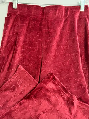 Guess Ladies Velour Red Embossed Pants thumbnail 2