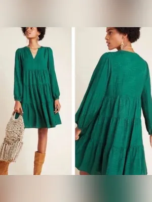 Maeve by Anthropologie Amber Tiered Tunic Dress Medium - C1-327 thumbnail 2
