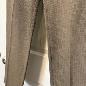 Eleven Luxe Dress Pants 10 Brown Micro Houndstooth High Waist Straight Leg Zip thumbnail 9