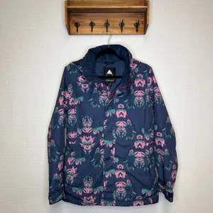 Burton Living Lining Snowboard Jacket Womens Small Navy Blue Pink‎ Floral Hooded thumbnail 2