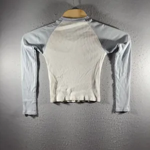 3216 | John Galt Ribbed Cropped Baseball Tee Blue Cream Long Sleeve One Size thumbnail 2