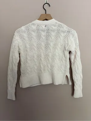Madewell Open Cable-Stitch Cardigan Sweater Ivory XS thumbnail 4