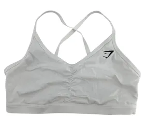 Gymshark Ruched Sports Bra Crossover Medium Support Adjustable White XS thumbnail 1