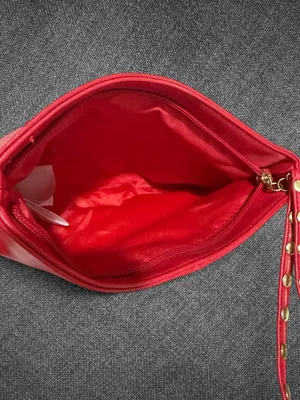 Elizabeth Arden Red Faux Leather Gold Studded Wristlet Clutch thumbnail 6