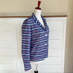 Gap The Academy Blazer Navy Blue Pink Striped Cotton Jacket Womens Size 4‎ thumbnail 8