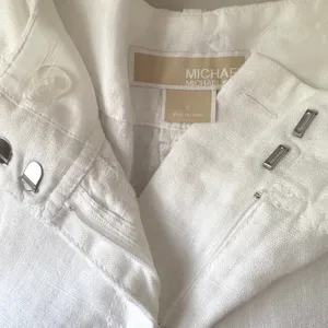 Michael Kors Womens White Linen‎ Wide Leg Capri Pants Size 6 Travel Minimalist thumbnail 6