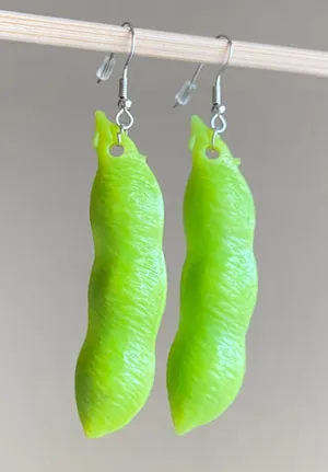 Kawaii y2k funny funky style EDAMAME earrings thumbnail 2