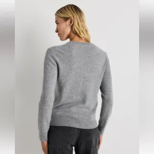 Quince 100% Cashmere Gray Cropped Crew Neck Sweater M thumbnail 6