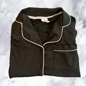 Joyspun Black Pajama Top Pink Trim Size Small‎ thumbnail 3