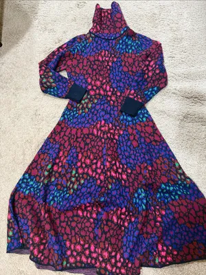 FARM RIO LEOPARD MIX DOUBLE KNIT TURTLENECK SWEATER DRESS size XS EUC thumbnail 5