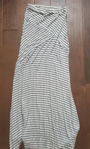 Striped Maxi Dress in Light Gray and White thumbnail 1