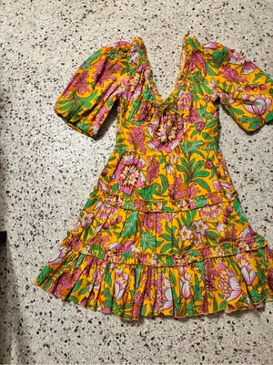Love the Label Eloise Mini Dress in the "Betty Yellow Print" pattern thumbnail 1
