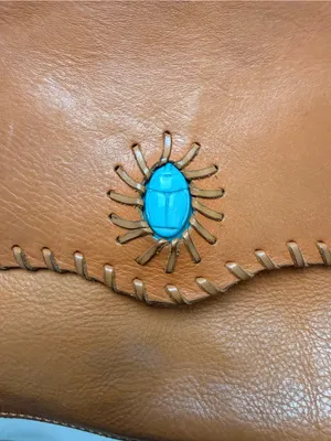 Rebecca Minkoff Western Boho Leather Crossbody | Turquoise Detail‎ | Saddle Tan thumbnail 4