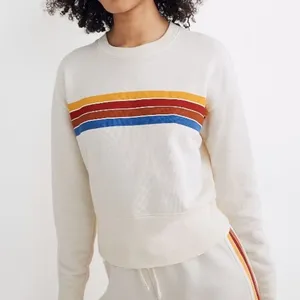 Madewell Multicolor Striped Cream Sweater Large thumbnail 2
