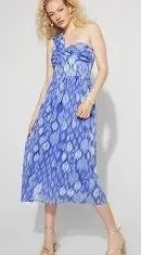 White House Black Market One-Shoulder Ikat Print Midi Dress thumbnail 1