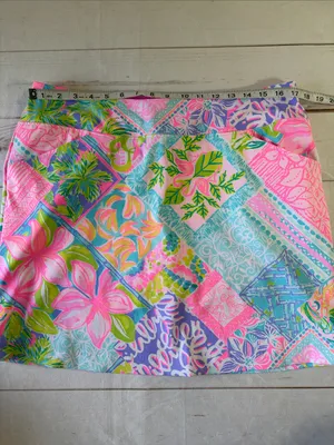 Lilly Pulitzer Luxletic Pink Multi Floral Patchwork Tropical Skort thumbnail 2
