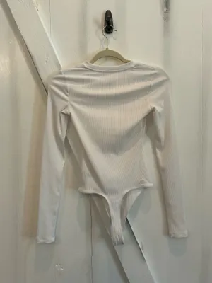 American Eagle White Long Sleeve Bodysuit  thumbnail 2