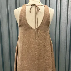 NWOT Wishlist Copper Gold Ruffle Satin Flowy Shift Slip Dress S thumbnail 3