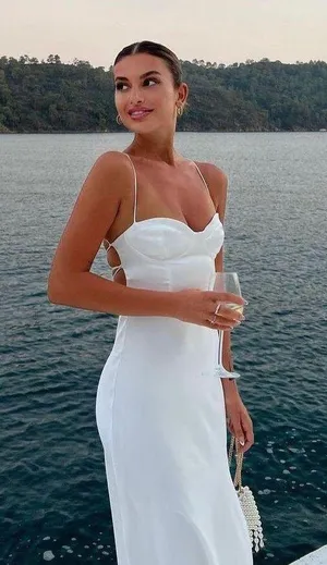 ZARA dress wedding midi bridal corset open back satin shower party coctail thumbnail 3