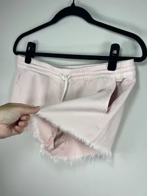 Aerie Pull-On Raw Hem Shorts Pale Pink Pockets Beachy Coastal Vacation Sz Medium thumbnail 6