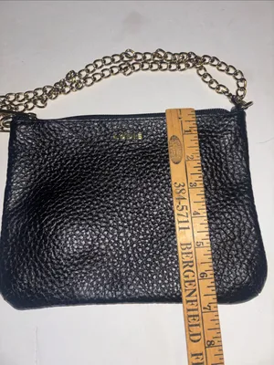 Lodis Black Pebbled Leather Shoulder Bag W/ Gold Chain Preloved Great Condition thumbnail 10