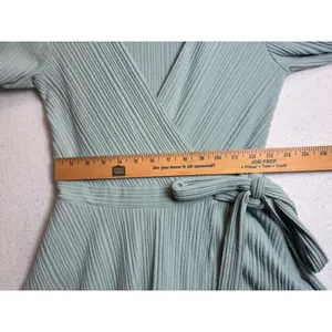 Urban Outfitters Ribbed Long Sleeve Wrap Romper Sage Green Small thumbnail 9