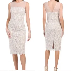 NWT DRESS THE POPULATION Tegan Lace Midi Dress White Size XS thumbnail 14