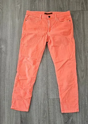 Joe’s Jeans The High Water Skinny Corduroy Pants - Neon Coral Orange - Size 31 thumbnail 1