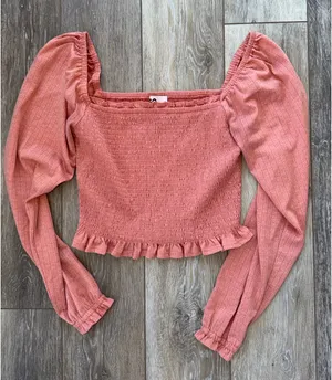 Burnt orange/pinky long sleeved boho top Orange thumbnail 1