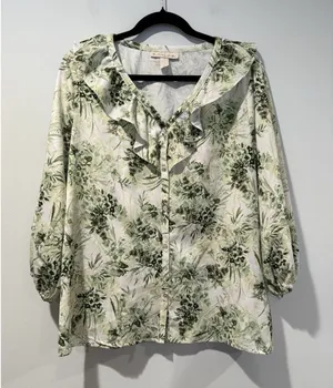 Emaline Blouse Women Large Button Floral Work Travel Office Lightweight Vacation thumbnail 1