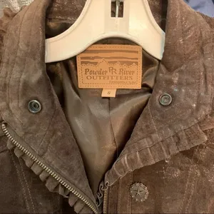 Powder River Outfitters Brown Western Leather Jacket Boho Conch Tribal Suede thumbnail 8