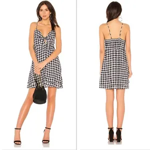 Rails Black & White Gingham Plaid Front Tie Cutout Sleeveless Mini Dress Small thumbnail 2