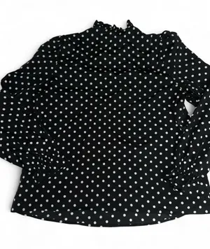 SheIn Maternity Black & White Polka Dot Long-Sleeve Ruffle Blouse thumbnail 1