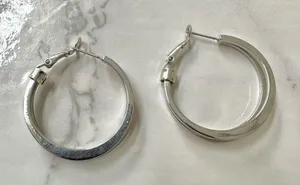 Silver tone double hoop earrings thumbnail 1