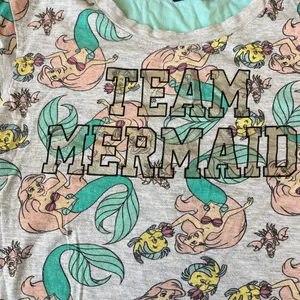 Disney Little Mermaid Pajama Top Short Sleeve T Shirt Gray Crew Neck Size Medium thumbnail 2