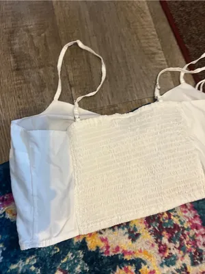 Abercrombie White Tie-Front Cropped Cami Top thumbnail 6