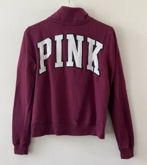 Pink Victoria's Secret Maroon Fleece Quarter Zip Size M thumbnail 1