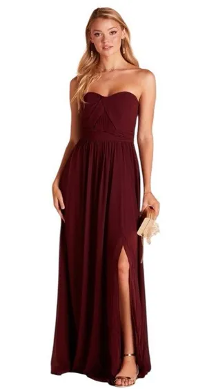 Birdy Grey - NWT Grace Chiffon Cabernet Strapless Bridesmaid Gown Sz XS thumbnail 1