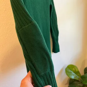 Ralph Lauren Green Ribbed 100% Cotton Zipper Detail Elbow Patch Top Size Medium thumbnail 4